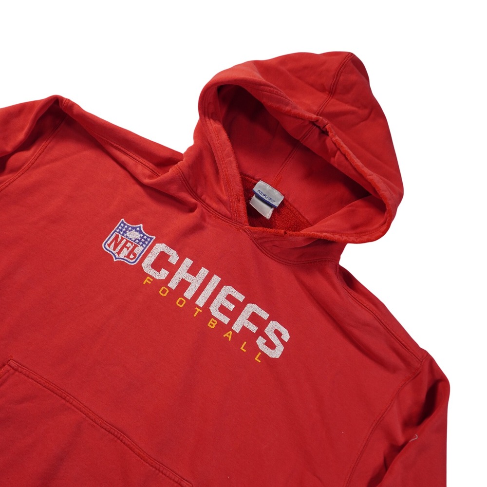 Reebok NFL Kansas City Chiefs Hoodie Mens XL Red Distressed Football Pullover
